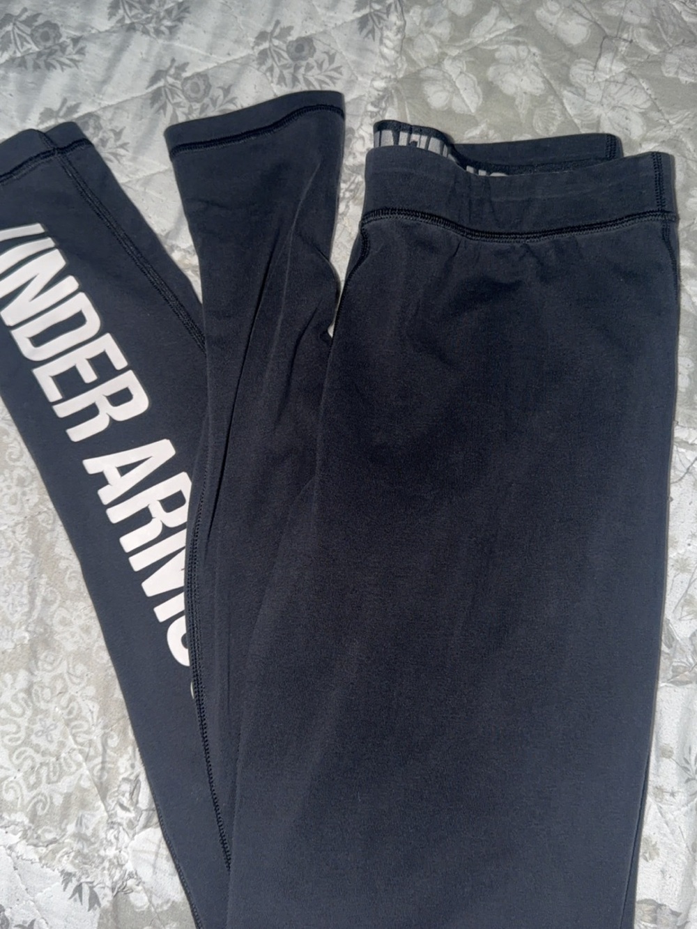 Under Armour Black Leggings with White Side Logo